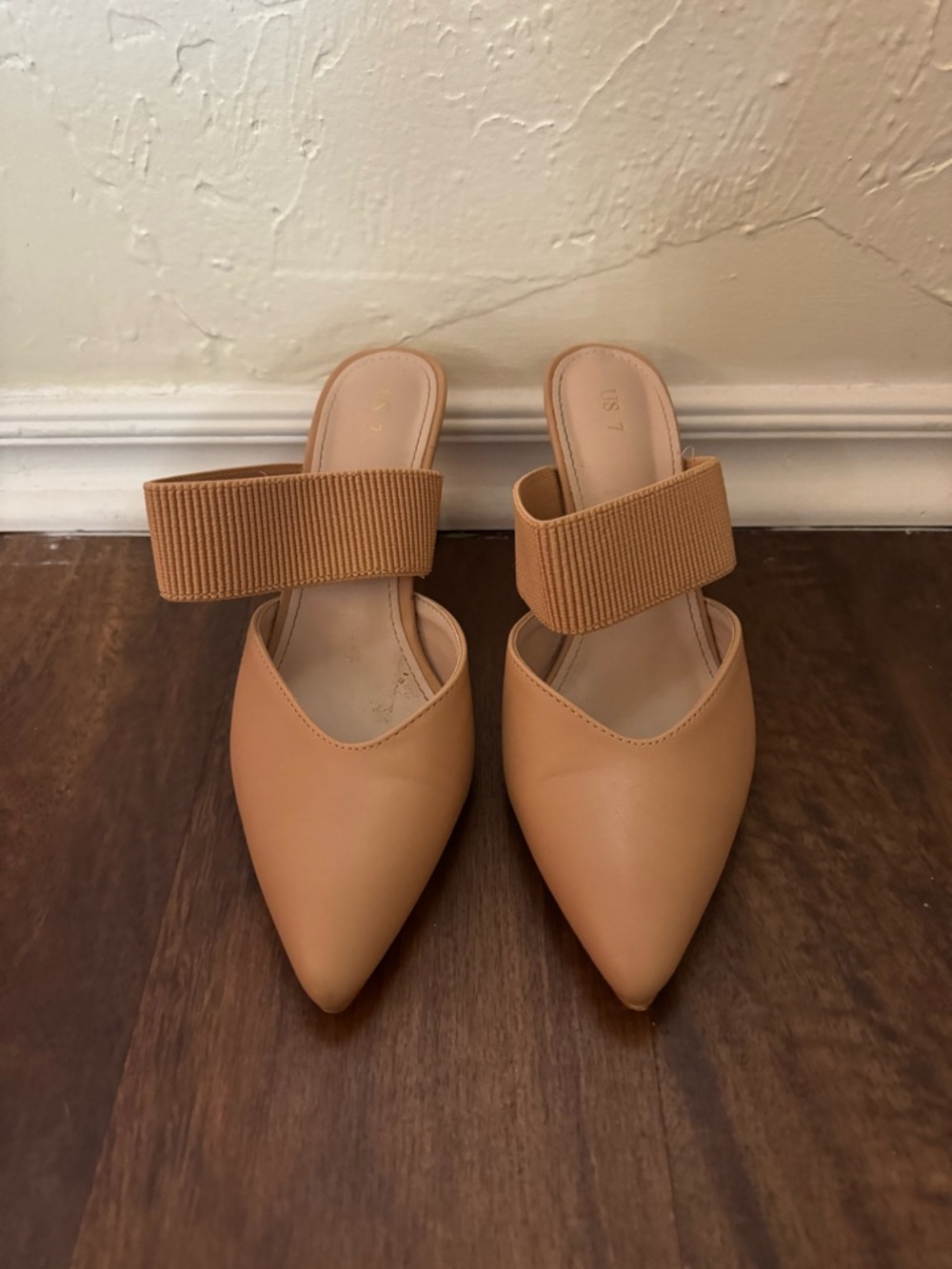 Allegra K Pointed Mule Slides in Tan